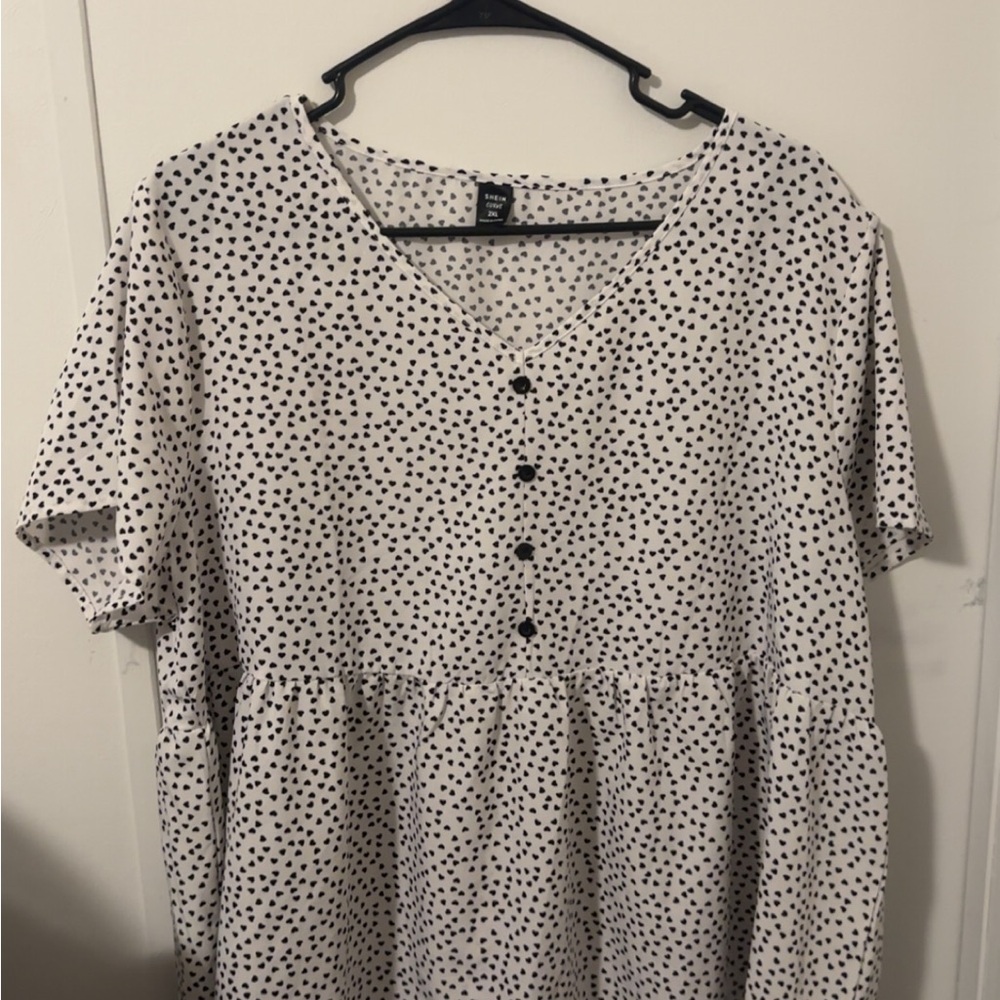 SHEIN Black and White Polka Dot Blouse